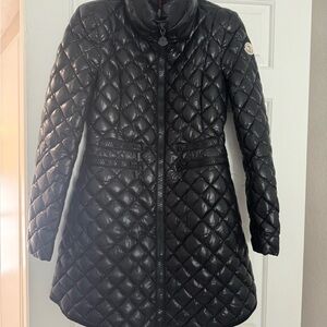 Moncler Black Quilted Puffer Coat SZ 0 XS Diamond Quilted